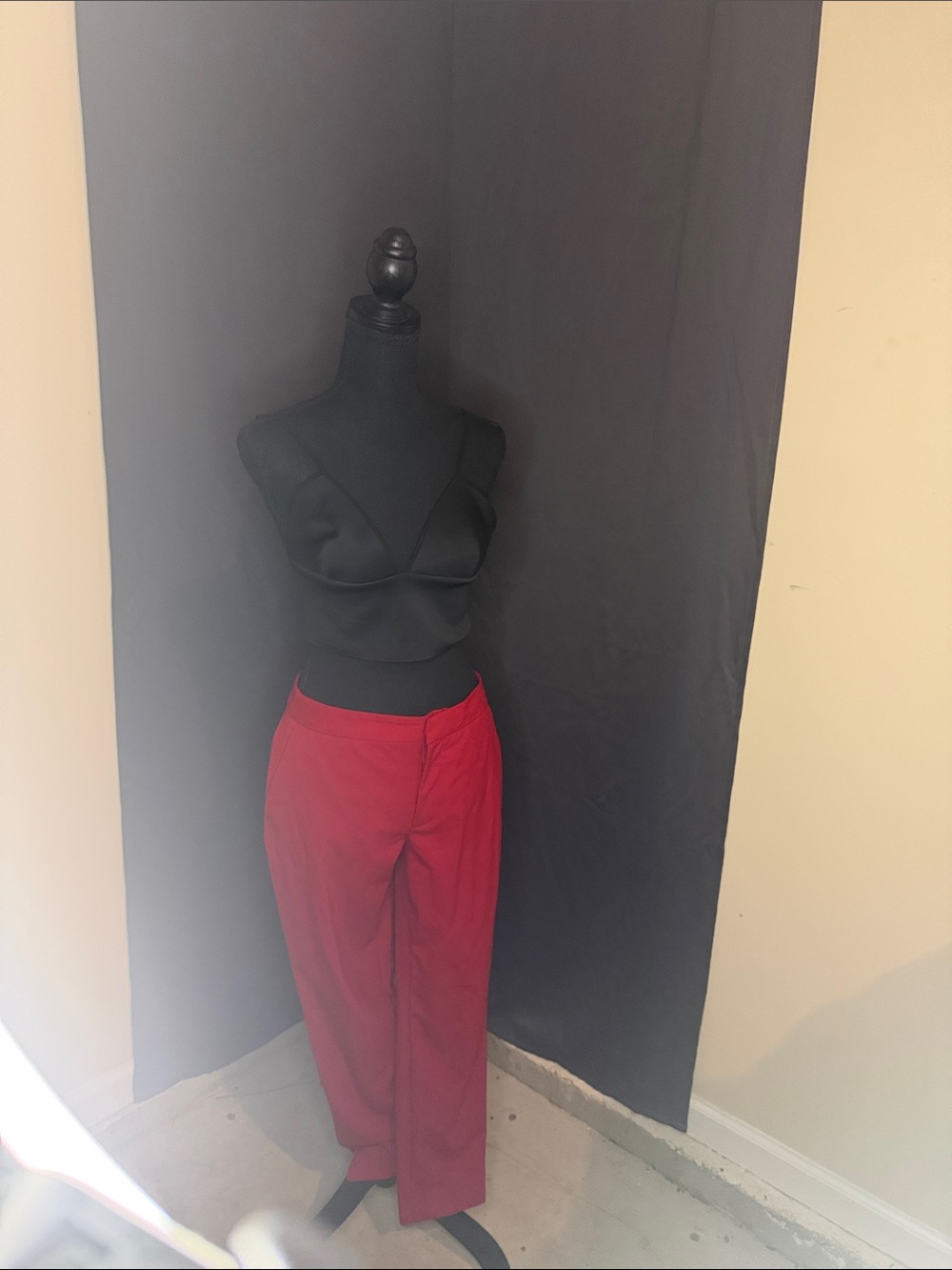 Zara Women's Red Straight-Leg Trousers